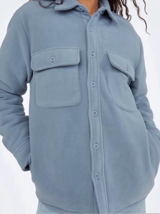 TNA Jackets & Blazers - TNA Quilted Lined Fleece Shacket in Light Blue